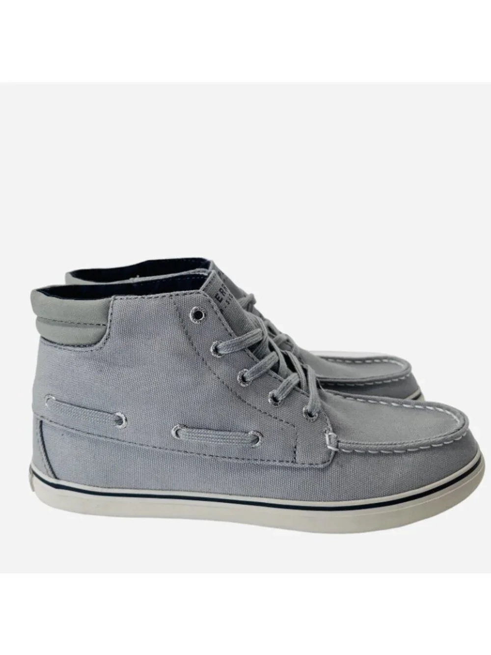 Sperry Top Sider Canvas Sneaker Women 7.5 Lace Up Hi Top Venice Sky Gray